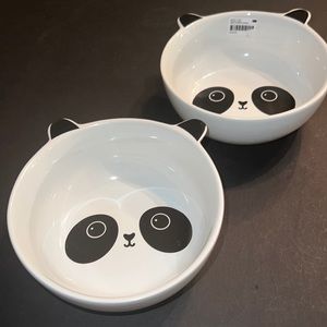 panda bear ceramic cereal bowls set of 2-NWT